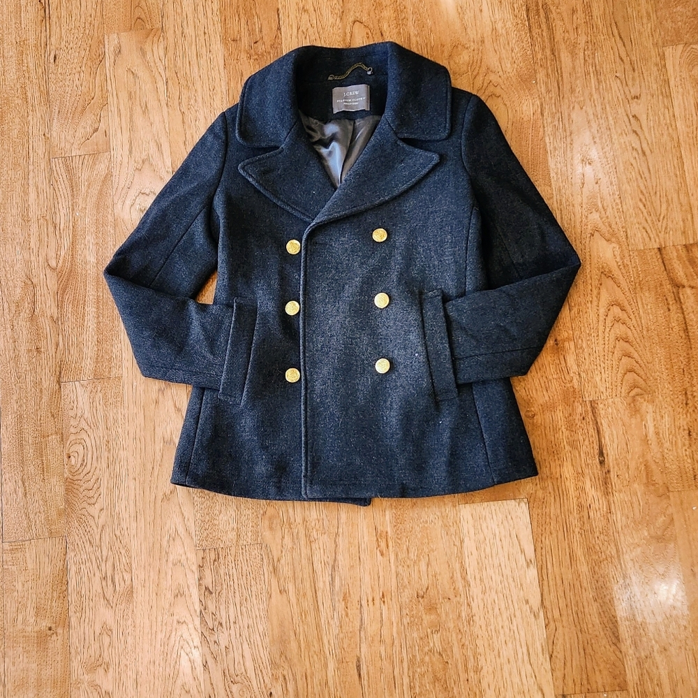 J Crew Women''s Nello Gori Stadium Lined Pea Coat Sz Sm/M